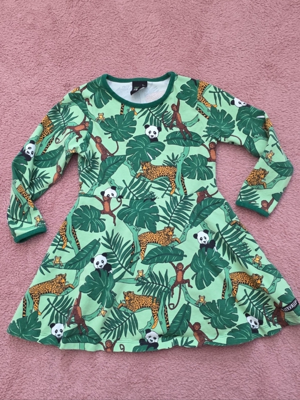 Villervalla size 98 or 3t organic jungle animal zoo dress european monkey panda
